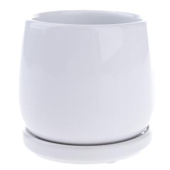 Keramický kvetináč s miskou Sophistic biela, 11 x 10 cm