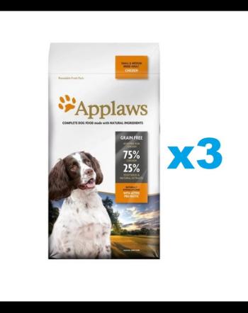 APPLAWS Adult Dog Small Medium Chicken 6 kg (3x2 kg) Mancare uscata caini talie mica si medie, cu pui