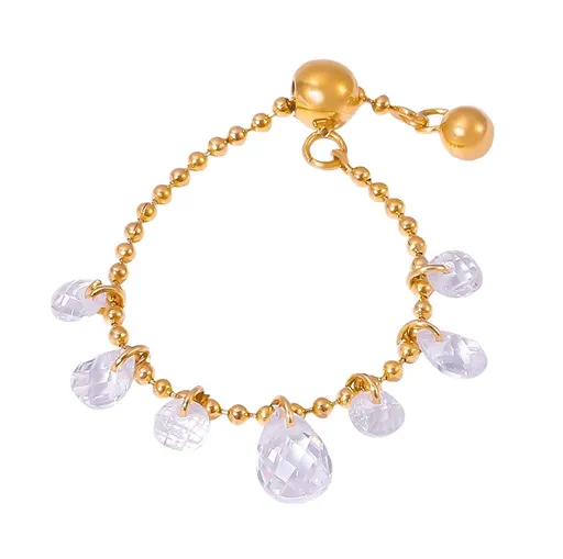 Troli Inel strălucitor tip lănțișor din oțel placat cu aur