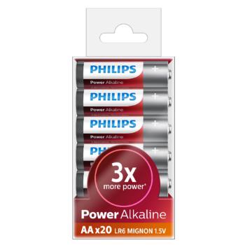 Baterii alcaline Philips AA 1,5 V Power, 20 buc