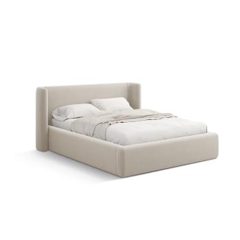 Bézs kárpitozott ágyneműtartós franciaágy ágyráccsal 200x200 cm Jason – Windsor & Co Sofas
