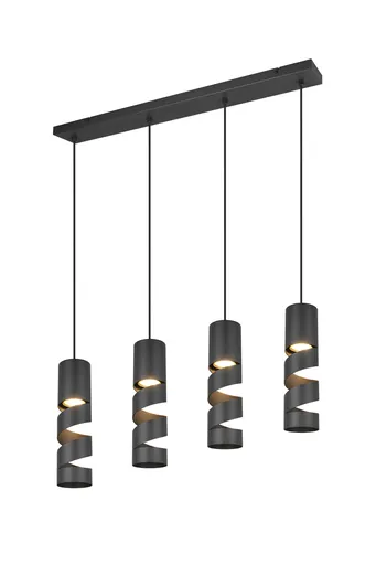 Lustra Stream, TRIO, 80x9x150 cm, 10W, 4x GU10, metal, negru mat