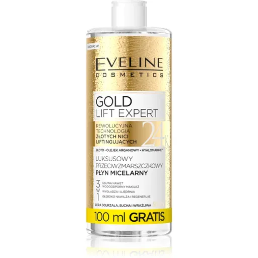 Eveline Cosmetics Gold Lift Expert apa pentru curatare cu particule micele pentru ten matur 500 ml