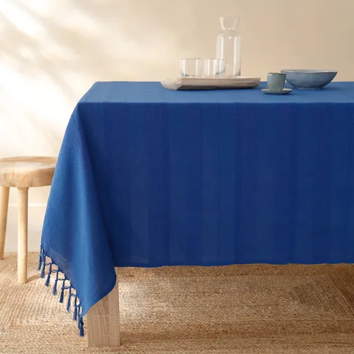 Față de masă din bumbac cu ciucuri înnodate manual