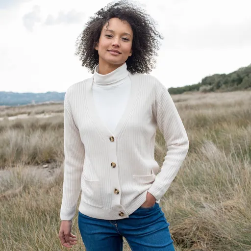 Pulover cu decolteu în V și nervuri