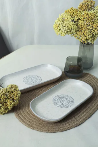 Set platouri servire, Hermia, 275KRM2152, Antibacterian, Alb mat