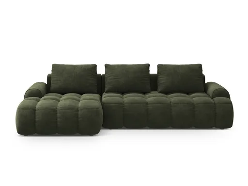 Coltar extensibil stanga 3 locuri, Linz, Cosmopolitan Design, 275x142x84 cm, catifea, verde
