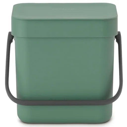 Cos de gunoi colectare selectiva BrabantiaSort&Go 1003229, 3 L, Maner, Montabil pe perete, Verde închis