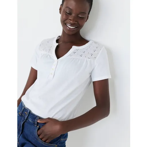 Tricou cu decolteu cu nasturi, mâneci scurte și madeira