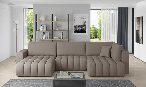 Coltar extensibil stanga 6 locuri ELTAP, LT-07SA, Bonito, 350x175x92 cm, lemn/poliester, bej