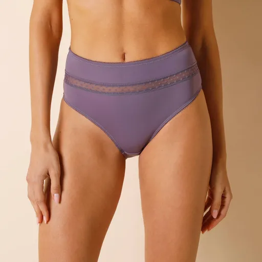 Set de 2 chiloți înalți Paia by Confidence Lingerie din microfibră și tul brodat