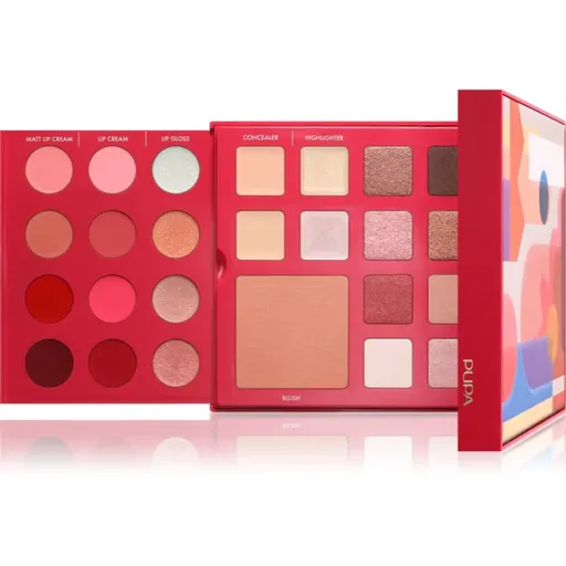 PUPA Milano Pupart M paleta pentru fata multifunctionala pentru ochi și buze BURGUNDY 18.8 g