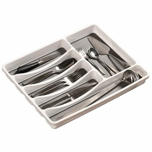 Kesper 30092 Cutie din plastic pentru tacâmuri cu5 compartimente, albă, 40,5 x 30,5 x 4,5 cm