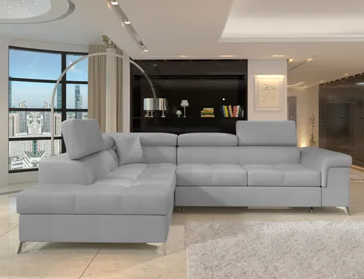 Coltar extensibil stanga 4 locuri ELTAP, ERI-39, Eridano, 275x202x88 cm, lemn/poliester, gri deschis