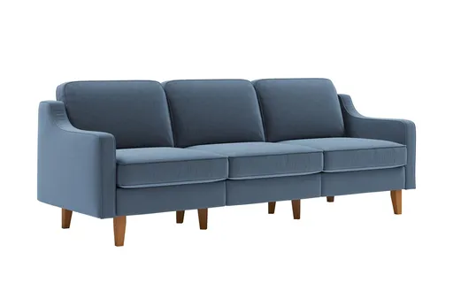 Canapea 3 locuri, Atelier del Sofa, 918CMF1174, Otel, Albastru oceanic / Nuc