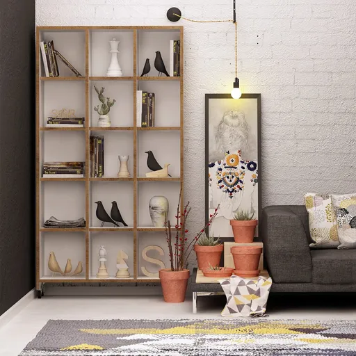 Corp biblioteca, Hanah Home, Crotone, 90x165.5x25 cm, Stejar