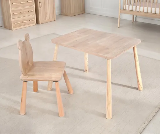Set masa si scaun pentru copii, Hanah Home, BLTYZ-AKTV063, Stejar