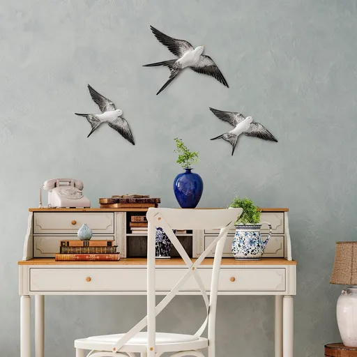 Decoratiune de perete, Flying Swallow, Alb/Negru