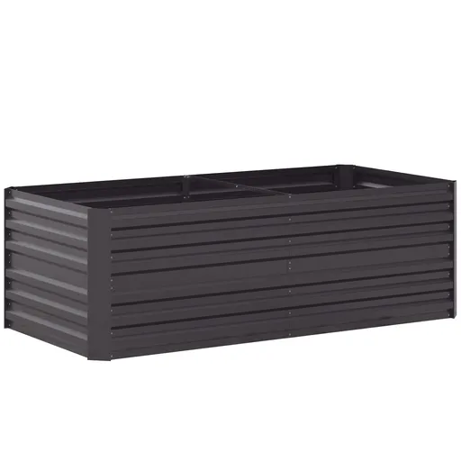 Outsunny Ghiveci pentru plante, jardiniere practică pentru plantare, îngrijire și cultivare, pat ridicat, oțel, gri închis | Aosom Romania