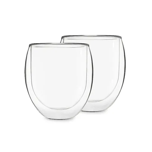 Feelino Set de gheață 2, cești de ceai, set de 2, 320 ml, sticlă borosilicată de înaltă calitate, sigură pentru mașina de spălat vase