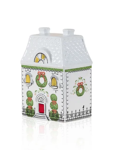 Decoratiune, SUS0232, 10x7x15 cm, Ceramica, Rosu/Alb