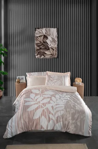 Lenjerie de pat pentru o persoana, L'essentiel Maison, 480, Crem/Alb