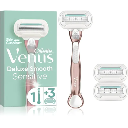Gillette Venus Deluxe Smooth Sensitive Aparat de ras + rezervă lame RoseGold 3 buc