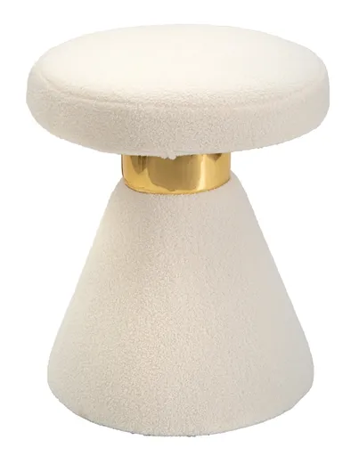 Masuta de cafea, Mauro Ferretti, ICELAND, Ø 42 x 51 cm, lemn de pin/mdf/piele ecologica, crem/auriu/alb