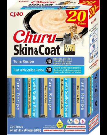Recompense INABA Churu Cat Skin Coat 20x14g ton, ton si ton si scoici pentru pisici