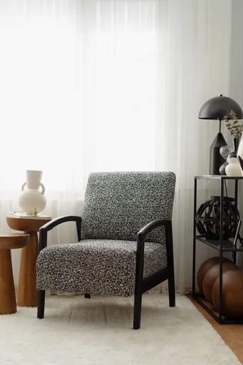 Fotoliu, Atelier del Sofa, 383EVN1256, Lemn, Alb/Negru