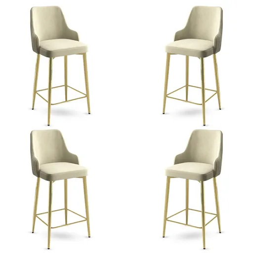 Set scaune  de bar 4 piese, Hanah Home, Enox, Crem / Aur