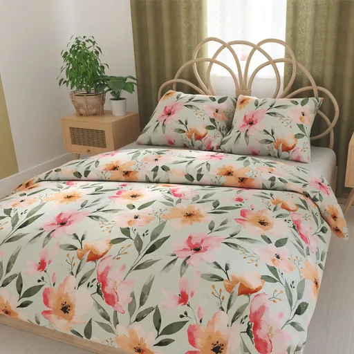 Lenjerie de pat din satin Floralis, 140 x 200 cm,70 x 90 cm