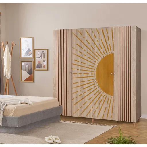 Dulap pentru haine, Hanah Home, Loni 4 -971, 180x192x52 cm, Sonomo