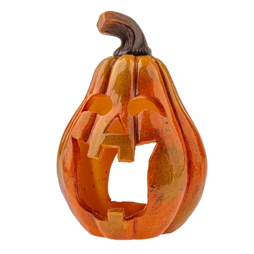 Sfeșnic ceramic de toamnă Dovleac cu față, 12x 20 cm