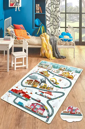 Covor, City of Snow, 80x150 cm, Poliester, Multicolor