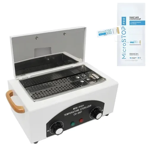 Pupinel Calibrat, Sterilizator Profesional CH-360T + 100 Pungi Albe MicroSTOP PRO cu Martor Detasabil