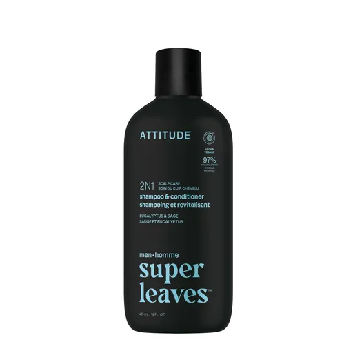 Attitude Șampon și balsam calmant pentru bărbați 2în1 Super Leaves Eucalyptus & Sage (Shampoo & Conditioner) 415 ml