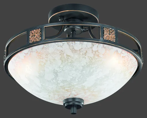 Plafoniera Quinta, TRIO, 42x32 cm, 60W, 3x E27, metal, ruginiu/alb