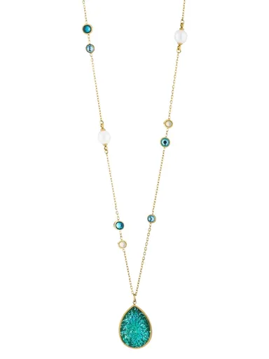 Preciosa Colier din oțel placat cu aur cu cristal ceh și perle Lagoon Royal Lagoon 7494Y70
