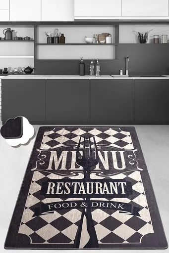 Covor, Food And Drink Djt, 80x120 cm, Negru / Crem