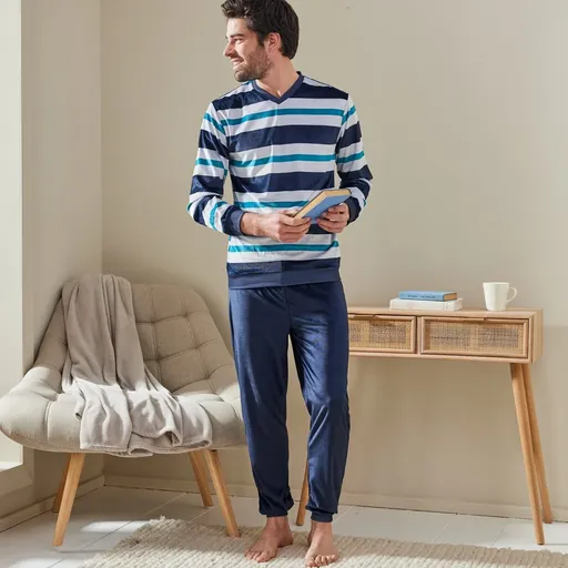 Pijama velur cu decolteu în V