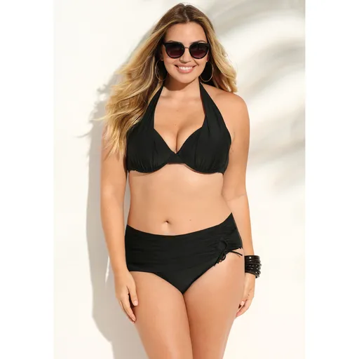 Bikini de culoare uni cu volane