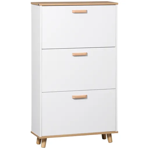 HOMCOM Mobilier pentru încălțăminte stil scandinav cu 3 uși abatante 70 x 23,5 x 122 cm alb | Aosom Romania