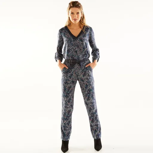 Bluză din crep cu imprimeu și detalii strălucitoare