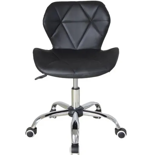 Scaun Frizerie/Coafor Damaris, Reglabil pe Inaltime, Piele Ecologica, Negru