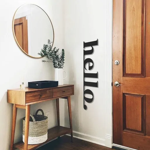 Decoratiune de perete, Hello, 30 x 99 cm, Negru