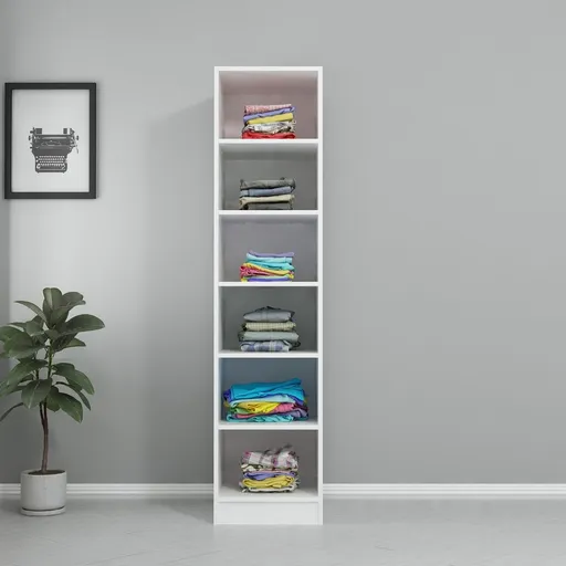 Dulap pentru haine, Hanah Home, Kale Raflı 190, 45x190x52 cm, Alb