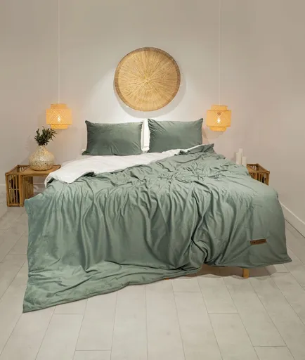 Lenjerie de pat dubla, L'essentiel Maison, Linda, Verde