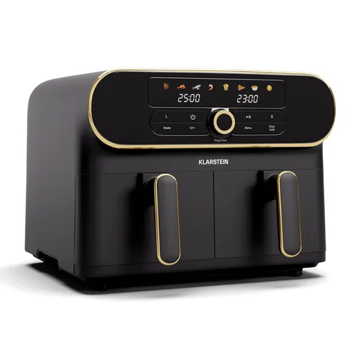 Klarstein Friteuză cu aer cald AuraAir Color Touch, 2 camere, 11 l, 1700 W, 80 - 200 °C, 8 programe