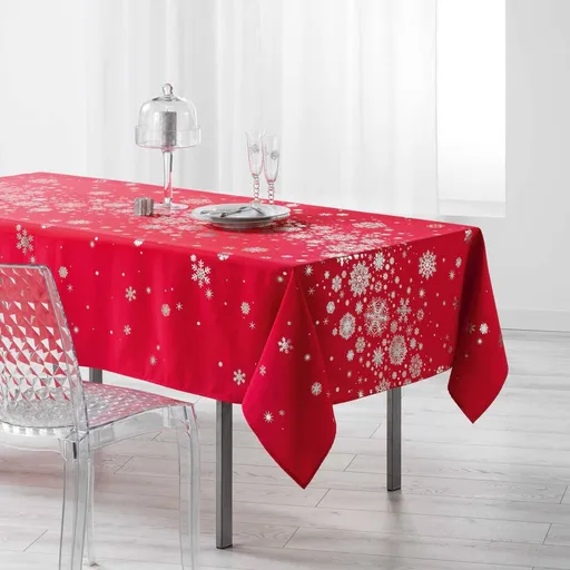 Față de masă cu imprimeu argintiu de fulg de nea